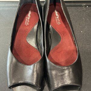 Whats What by Aerosoles Black Peep Toe Flats Size 7.5